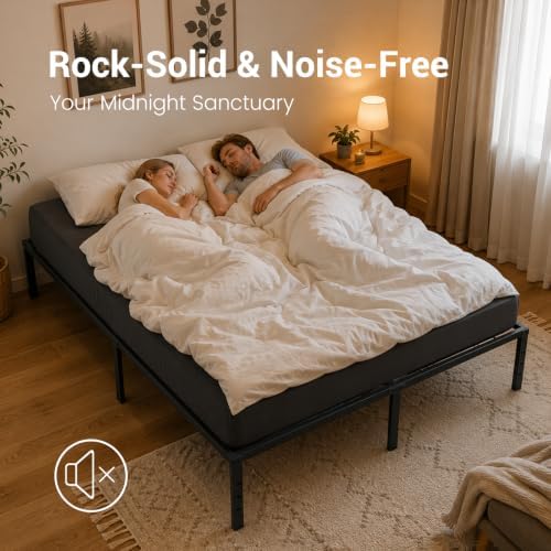 Queen Bed Frame 11 Legs Support Metal Platform with Storage Space