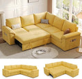 85'' Modular Sectional Sofa with Pull Out Bed, Sleeper Sofa, Yellow