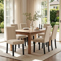 HOMYZOO Dining Chairs Set of 6, Upholstered Dining Room Chairs with Padded Seat & Solid Wood Legs, Modern Farmhouse Kitchen Chairs for Living Room/Restaurant/Cafe, Oatmeal