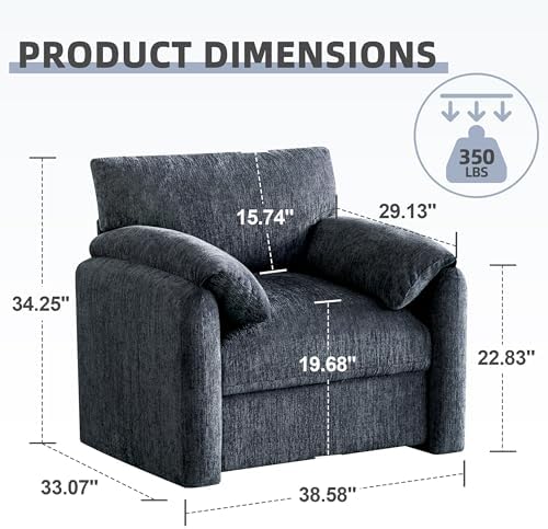 Howjoe Accent Chair for Living Room, Oversized Reading Armchair, Blue