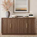 FORTUNETEC 67" Sideboard Buffet Cabinet with Storage, Arched Doors, Walnut