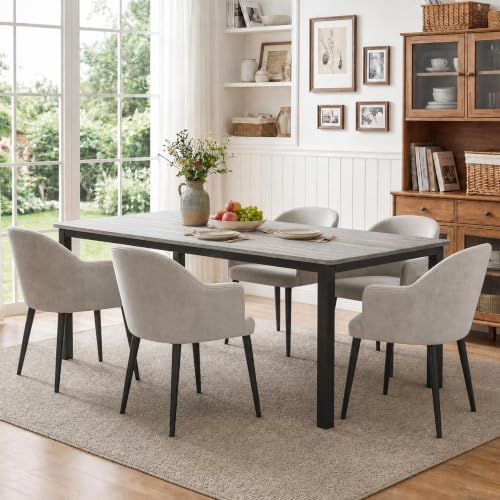 GarveeHome 78in Industrial Dining Table for 6-8 People, Long Kitchen Table