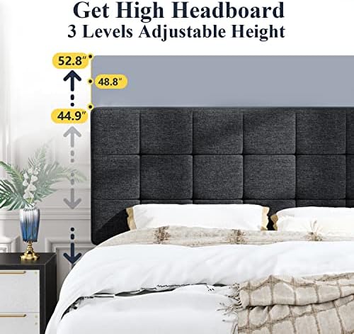 Allewie Full Size Panel Bed Frame Box Spring Needed Dark Grey