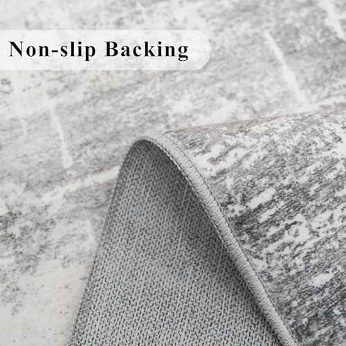 2'6x14 Abstract Kitchen Area Rugs: Farmhouse Washable Non-Slip Long Hallway Rug Soft Stain-Resistant Entryway Bathroom Floor Mat Low-Pile Nursery Living Room Bedroom Carpet(2'6x14,Light/Grey)