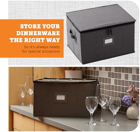 storageLAB Wine Glass Storage Case | Hard Shell Felt Dividers | Gray