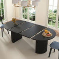41 in-78 in Extendable Dining Room Table for 4-8, Round Expandable Kitchen Table with Fluted Base, Modern Oval Dinner Tables for Dining Room Kitchen Living Room (Black)