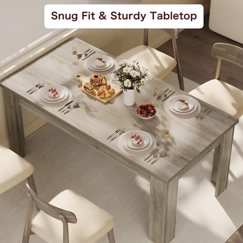 63" Farmhouse Dining Table with 1.18" Thickened Top, Rectangular Kitchen Table for 4-6 People, Heavy Duty Rustic Wood Dinner Table for Dining Room, Sturdy Wood Table, 300 lbs, Rustic Gray