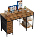 Sweetcrispy 47" Computer Desk with 6 Fabric Drawers & Storage Shelves