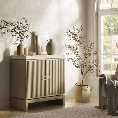BELLEZE Anton Sideboard Buffet Cabinet - Travertine Greige