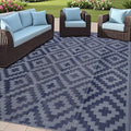 SAND MINE Reversible Mats, Plastic Straw Rug, Modern Area Rug, Large Floor Mat and Rug for Outdoors, RV, Patio, Backyard, Deck, Picnic, Beach, Trailer, Camping (5' x 8', Blue Grey Lattice)