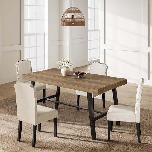 Garvee 55" Industrial Dining Table, Compact Kitchen Table, Rustic Pear