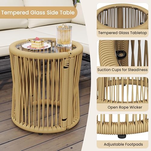 Yaheetech 3 Pieces L-Shaped Conversation Set, Outdoor Patio Furniture Set
