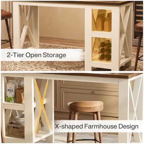 Tribesigns 62-Inch Bar Table with Storage, Farmhouse Long Home Bar Unit