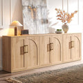 ACCOHOHO Arched Door Sideboard Buffet Cabinet Set of 3, Natural Oak