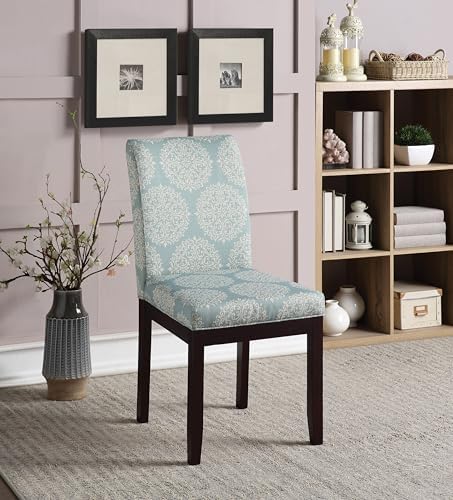 OSP Home Furnishings Dakota Upholstered Parsons Dining Chair with Espresso Finish Wood Legs, Gabrielle Sky