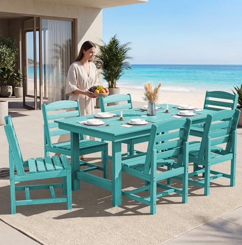 SERWALL HDPE Outdoor Dining Furniture, Outdoor Dining Set for 10, Aruba
