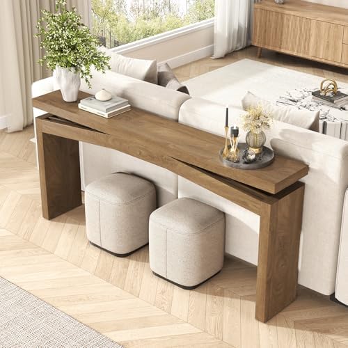 Epecoya Console Tables for Entryway 63-Inch, Natural Brown