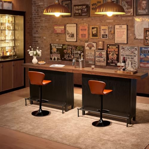 Okvnbjk 63-Inch 2-Tier Bar Table with Footrest, Black