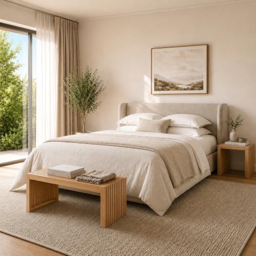 Bamboo Dining Bench, 35'' Slatted Design Entryway Bench, Natural