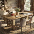 IDEALHOUSE 71" Long Dining Table for 6-8, Farmhouse Wooden Barn Kitchen Table for 6, Triangular Legs, Large Dining Room Table w/Thickened Tabletop, Sturdy Frame, for Dinner, Kitchen, Office, Natural