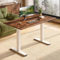 SANODESK Solid Acacia Wood Standing Desk Dual Motor 55.1"x27.6" Brown/White