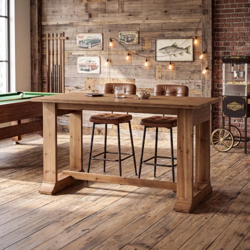 Solid Wood Bar Height Table, Counter Height Dining Table, Natural