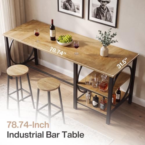 Tribesigns 79-Inch Bar Table, Counter Height Dining Table with Storage