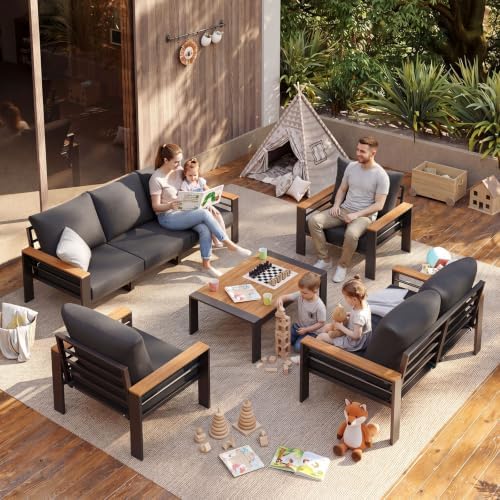 Aoxun Patio Furniture Set, Aluminum Outdoor Furniture with Oversized Seats