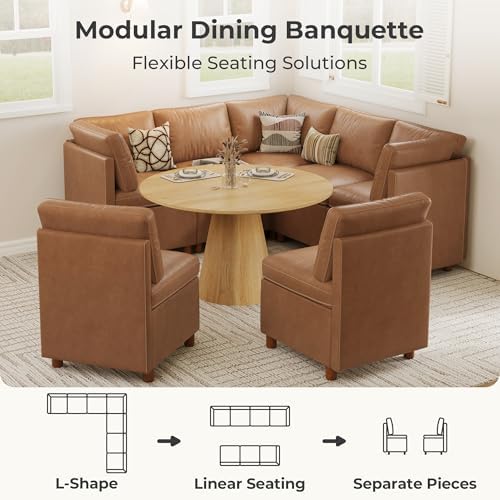 SITJOY Breakfast Nook Bench with Storage, Brown, 7 Seat (3 Corner)
