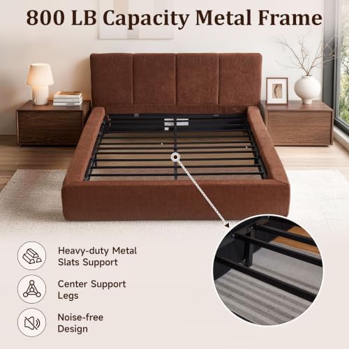 DNYN Queen Cloud Bed Frame with Cushion Headboard and 360° Foam Surround