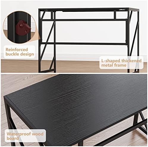 Elephance Folding Desk Writing Computer Desk for Home Office No-Assembly