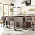 26" H Counter Height Bar Stools Set of 4, Modern Barrel Counter Stools with Backrest and Arms, Linen Fabric Upholstered Accent Barstools for Kitchen Island,Support 450 LBS (Sand)