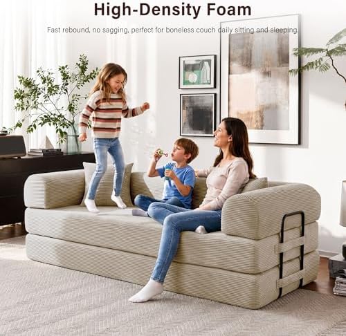 79" Convertible Sofa Bed, Boneless Sleeper Futon Couch for Living Room