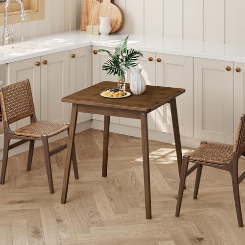HOOBRO Bamboo Dining Table, Square Dining Table for 2, 27.6" Kitchen Table for Small Space, Writing Table, Easy to Assemble, for Dining Room, Living Room, Office, Kitchen, Apartment, Brown BR70CZ01G1