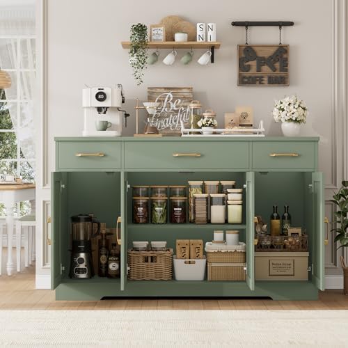 HOSTACK Kitchen Buffet Sideboard Storage Cabinet, Coffee Bar Cabinet, Green