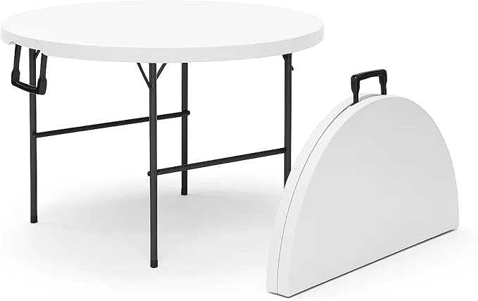 2 PACK of 3.5 Feet Circular Round Foldable Table with Built in Handle & Steel Legs | Heavy Duty Portable | Perfect for Party, Dining, Wedding, Events, Picnic Indoor, Outdoor, Camping, Utility