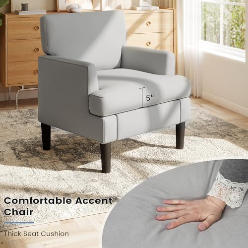 Kromax Accent Chair for Living Room Set of 2, Modern Reading Chair, Grey