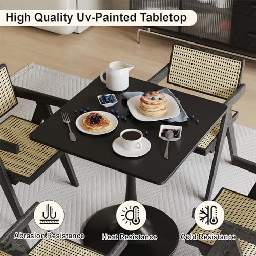24 inch Black Small Dining Table for 2 or 4 person,24x24 Square Tulip Table