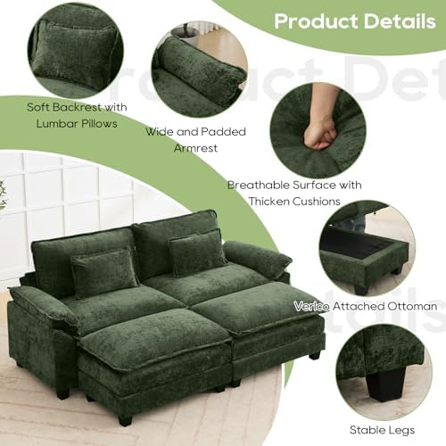 Oprisen 86" Modular Sectional Sofa, Comfy Deep Cloud Couch with Ottoman