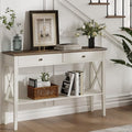 ChooChoo 47" Farmhouse Entryway Table with Drawers and Storage Shelf