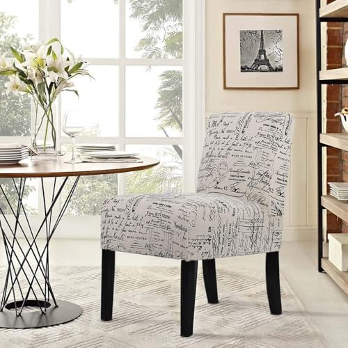PayLessHere Modern Living Room Chairs - Armless Fabric Accent & Side Chairs with Solid Wood Legs, White