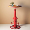 Vintage 38.6-44.4inch Height Adjustable Bar Table Industrial Fire Hydrant Design Pub Tables Farmhouse Cafe Cocktail Desk Rustic Bistro Table Swivel Wooden Top