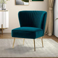 HULALA HOME Velvet Accent Chair, Modern Upholstered Cute Side Chair with Gold Metal Legs, Armless Wingback Slipper Chair Comfy Living Room Chair for Bedroom Guest Room Vanity,Teal