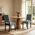 HOMYZOO Dining Chairs Set of 2, Upholstered Dining Room Chairs with Padded Seat & Solid Wood Legs, Modern Farmhouse Kitchen Chairs for Living Room/Restaurant/Cafe, Chenille Dark Gray