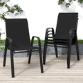 Black Patio Chairs Set of 4, Stackable Outdoor Dining Chairs for All Weather Textilene Fabric & Metal Frame, Outdoor Chairs Set for Backyard Deck Garden