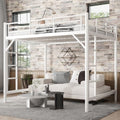 Bellemave Queen Loft Bed, Metal Round Pipe, Dual Ladders, Save Space, White
