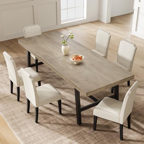Garvee 87" Industrial Dining Table, Extra Large Kitchen Table, Grey