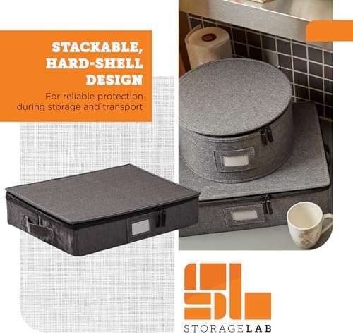 storageLAB Hard Shell Platter Storage Container | Felt Dividers | Gray