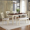 AMERLIFE 6 Piece Farmhouse Dining Table Set with 60" Solid Wood Table