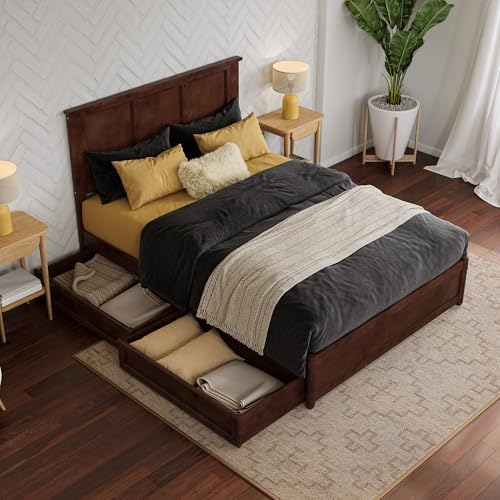 AFI, Felicity Full Platform Bed with Panel Footboard & Storage Drawers, Walnut